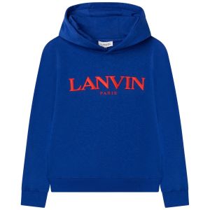Lanvin Boys Royal Blue & Red Embroidered Logo Hoodie