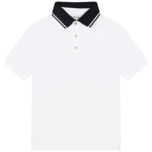 Lanvin White Cotton Polo Shirt With Coloured Embroidered Logo