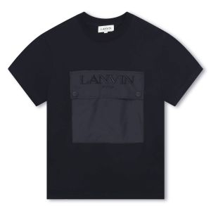 Lanvin Boys Black Organic Cotton Pocket T-Shirt