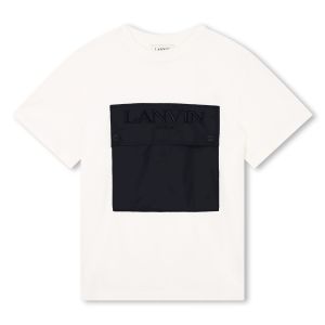 Lanvin Boys White Organic Cotton Pocket T-Shirt