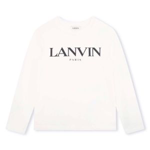 Lanvin Boys Ivory Organic Long Sleeved Cotton Top