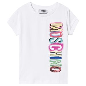 Moschino Kid-Teen Girls White Cotton Multi Coloured Logo T-Shirt