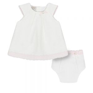 Paz Rodriguez Baby Girls White and Pink Dress and Short Set