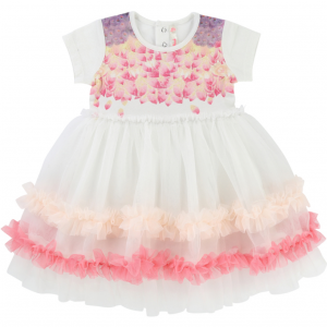 Girls Pink and Ivory Billie Blush Tulle Dress