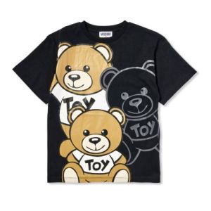 Moschino Kid Black Cotton Giant Teddy Bear Maxi T-Shirt