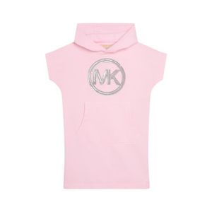 Michael Kors Girls Pink Shorts Sleeve Dress With Metallic Silver Logo