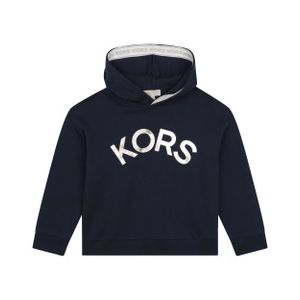 Michael Kors Girls Navy Blue Hooded Sweatshirt With Gold Logo