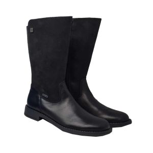 Richter Girls Long Black Boots With Leather Bottons And Suede Tops