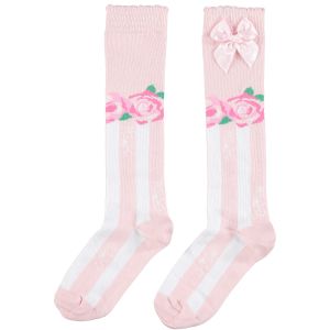 A Dee Pink Rose "FI-FI' Knee High Socks With Bows