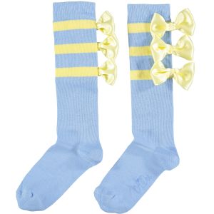 A Dee Blue And Yellow 'JANE' Ribbon High Socks