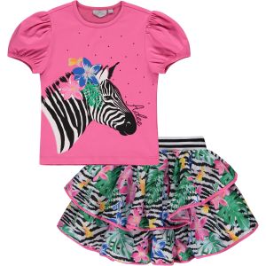 A'Dee Tropical Dreams 'Whitney' Allover Floral Print And Zebra Neoprene Skirt Set