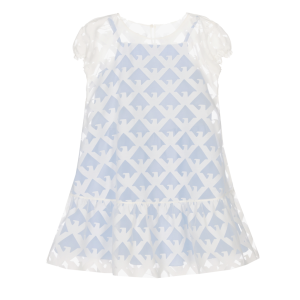 Emporio Armani Girls Blue With White Organza Dress
