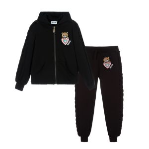 Moschino Girls Black Teddy Cable Knit Tracksuit