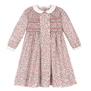 Sarah Louise Girls Ivory And Maroon Floral Dress