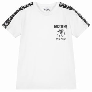 Moschino Kid White Logo Milano Tape T-Shirt