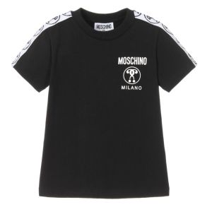 Moschino Kid Black Logo Milano Tape T-Shirt