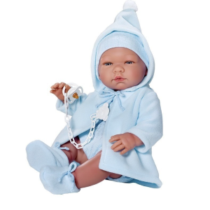 ASI Baby Girl 'Pablo' Light Blue Duffle Coat, Romper & Hat 43cm Doll