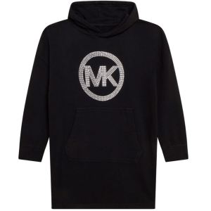 Michael Kors Girls Black Hooded Dress With Sparkly Logo