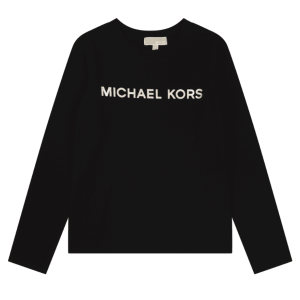 Michael Kors Girls Black Long Sleeve Printed Logo T-shirt