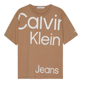 Calvin Klein Boys Brown Bold &#039;Institutional Logo&#039; T-shirt