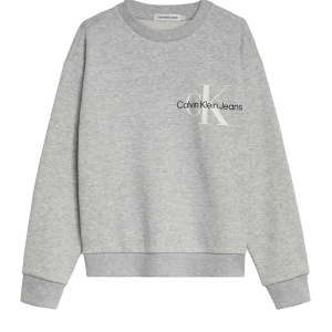 Calvin Klein Boys Grey Heather Sweatshirt With Glow In The Dark Logo