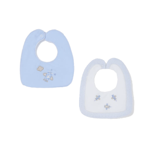 Mayoral Baby White And Blue Aeroplane Applique 2 Pack Bibs