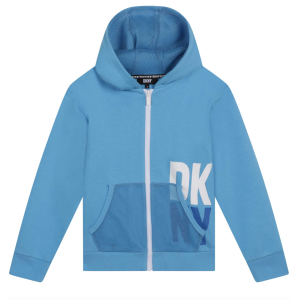 DKNY Boys Bright Blue Jacket With Printed Logo And Mesh Pockets