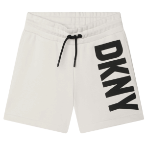 DKNY Girls Beige Shorts With Black Logo Print