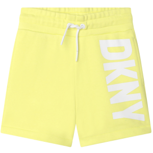 DKNY Girls Lemon Yellow Shorts With White Logo Print