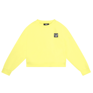 DKNY Girls Lemon Yellow Sweatshirt With Black Logo Print