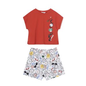 Mayoral Older Girls Two Piece Set Red T-shirt And Shorts Set