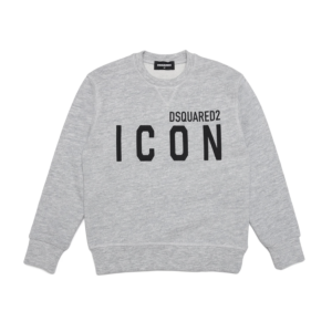 DSQUARED2 ICON Grey Sweater With Black Logo Across The Chest