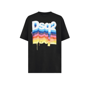 DSQUARED2 Black With Colourful Rainbow Print T-shirt
