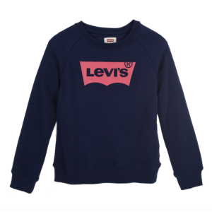 Levi&#039;s Girls Navy Blue Sweatshirt With Pink Batwing Logo