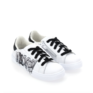 Monnalisa Boys White Trainers With Mickey Mouse Graffiti Design