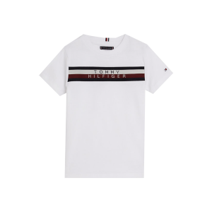 Tommy Hilfiger Boys White &#039;Signature Tape&#039; Logo T-shirt