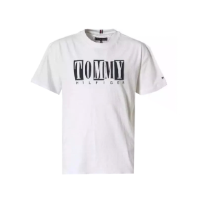 Tommy Hilfiger Boys White T-shirt With Blue &#039;Seasonal&#039; Logo