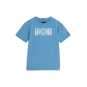 Tommy Hilfiger Boys Sky Blue T-shirt With White &#039;Seasonal&#039; Logo