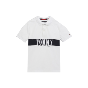 Tommy Hilfiger Boys White Polo Shirt With Black Logo