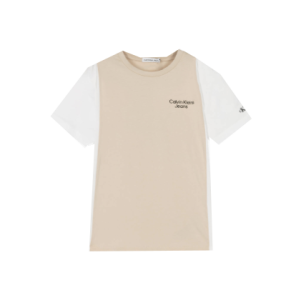 Calvin Klein Boys Biege Colour Block T-shirt With &#039;Stack&#039; Logo