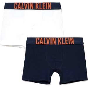 Calvin Klein Boys Navy and White With Orange Logo Boxer Set (2 Pack)