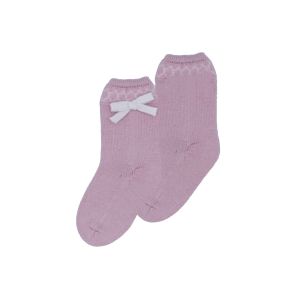 Rahigo Girls Pale Pink Knee High Socks With White Bow Detail