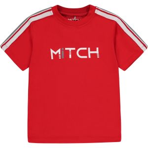 Mitch Seville' Red Short Sleeve T-Shirt With White Taped Detail
