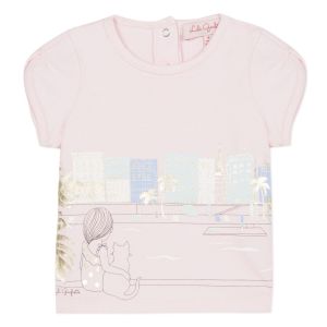 Lili Gaufrette Girls Pink Cotton Gigi T-Shirt