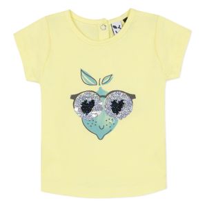 3Pommes Baby Girls Yellow Cotton Reversible Sequin T-Shirt