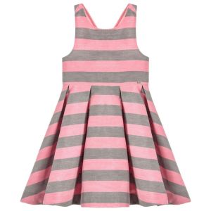 Tartine et Chocolat Girl's Pink And Grey Dress