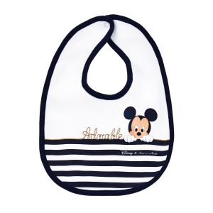 Monnalisa Baby Boys Navy & White Mickey Mouse Cotton Jersey Bib