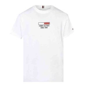 Tommy Hilfiger Boys White Printed Logo T-shirt