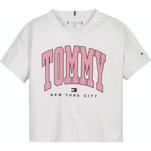 Tommy Hilfiger Girls White And Pink &#039;Varsity&#039; T-shirt