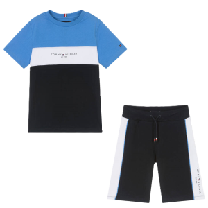 Tommy Hilfiger Boys Navy Blue Cotton Shorts Set SS24